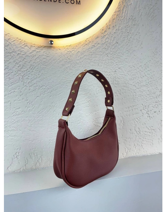 Bordo Renk Lakos Deri Baget Çanta CB7171