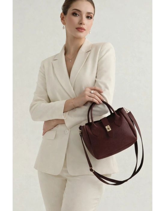 Bordo Renk LAKOS Deri Çapraz Çanta CB72382