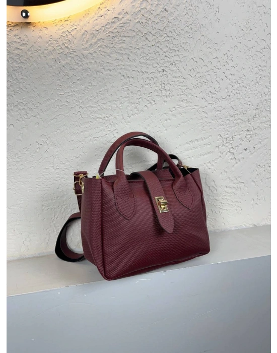 Bordo Renk LAKOS Deri Çapraz Çanta CB72382