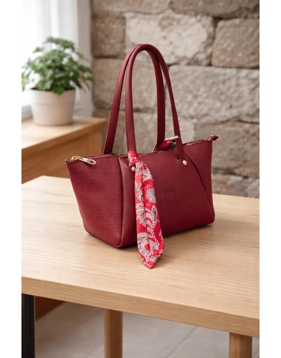 Bordo Renk Lakos Fularlı Çanta CB72911