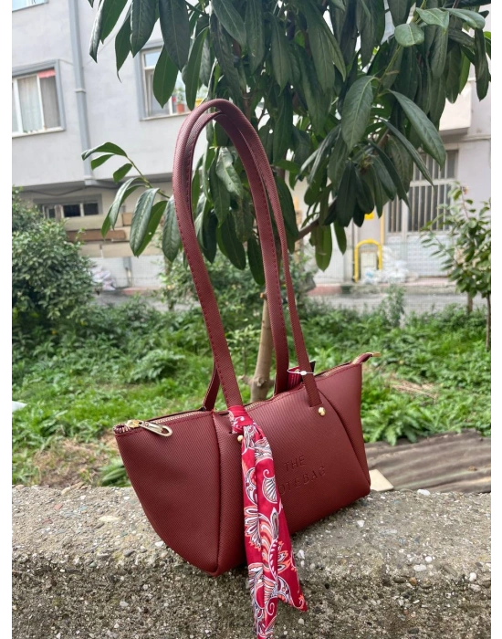 Bordo Renk Lakos Fularlı Çanta CB72911