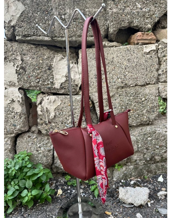 Bordo Renk Lakos Fularlı Çanta CB72911