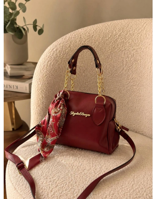 Bordo Renk Mini Boy Fularlı StyleBag Çanta CB75169