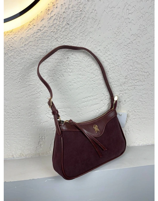 Bordo Renk Nubuk Baget HB Çanta CB90141