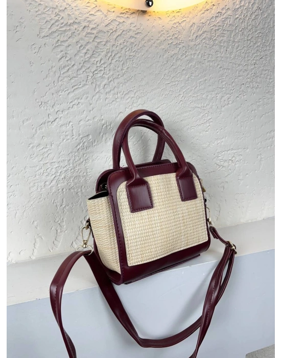 Bordo Renk Önü Hasır Kalite Çanta CB8272