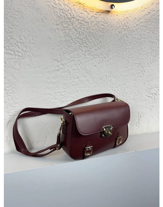 Bordo Renk Önü Kemerli Çanta CB7463