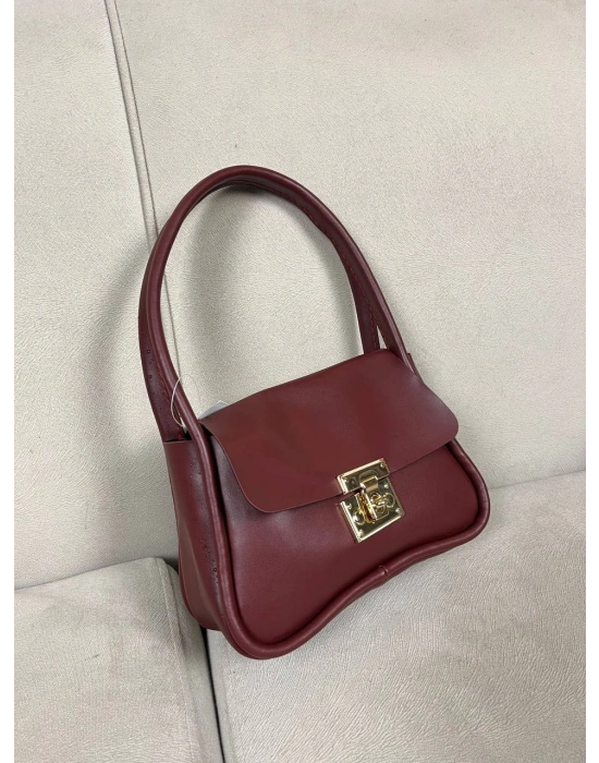 Bordo Renk Önü Kilit Kalite Çanta CB90901
