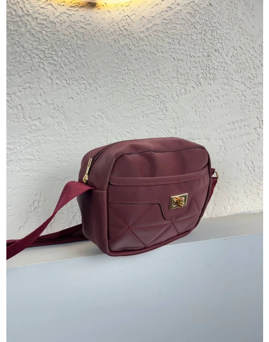 Bordo Renk Önü Kilitli Çanta CB7493