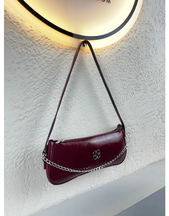 Bordo Renk Önü Zincirli Çanta CB8911