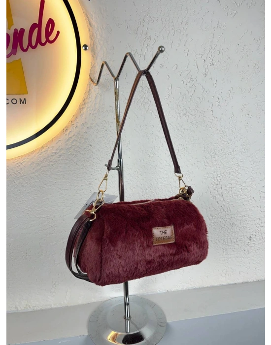 Bordo Renk TOTE PELUŞ Çanta CB90223