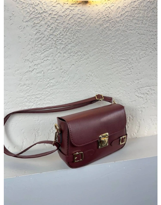 Bordo Renk Yandan Kemerli YENİ Çanta CB8514