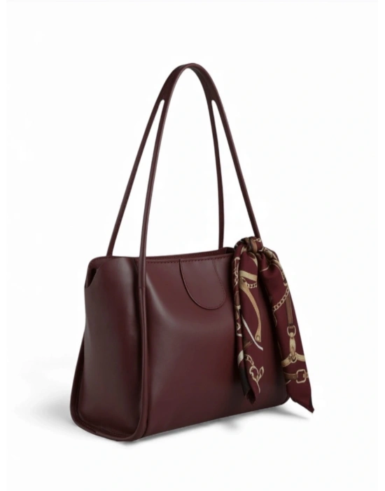 Bordo Renk Yeni Fularlı Kol Çanta CB1444