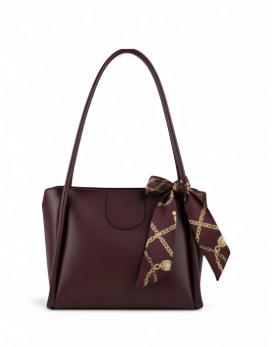 Bordo Renk Yeni Fularlı Kol Çanta CB1444