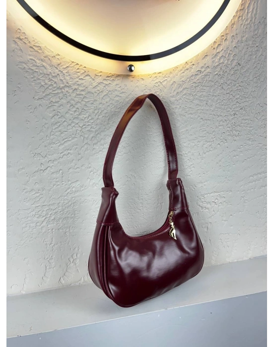 Bordo Renk Yumuşak Deri Baget Çanta CB2543