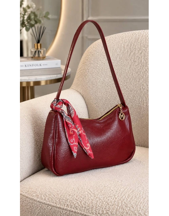 Bordo Renk Yumuşak Deri Kol Çanta CB00321