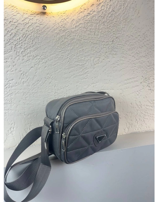 Gri Renk 2 Bölme Kapitone Kücük Çanta CB0239