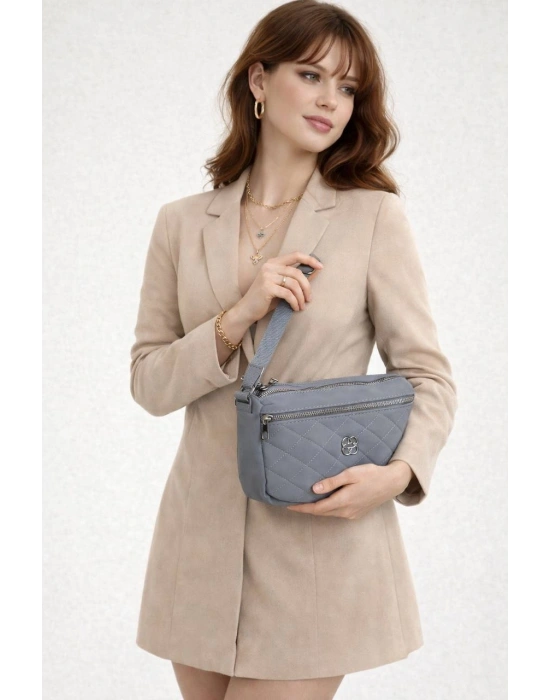 Gri Renk 3 Bölme Kapitone Çanta CB90113