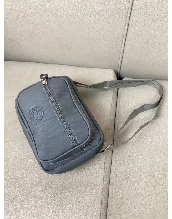 Gri Renk 3 Bölmeli Krinkıl Çapraz Çanta CB5279