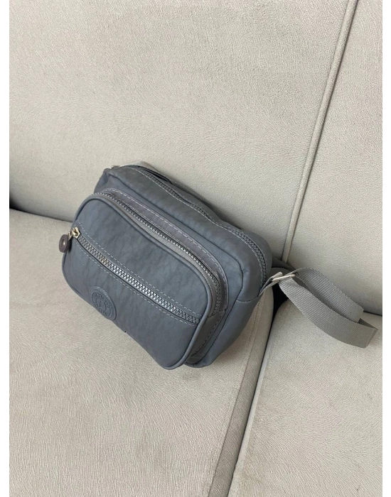 Gri Renk 3 Bölmeli Krinkıl Çapraz Çanta CB5279