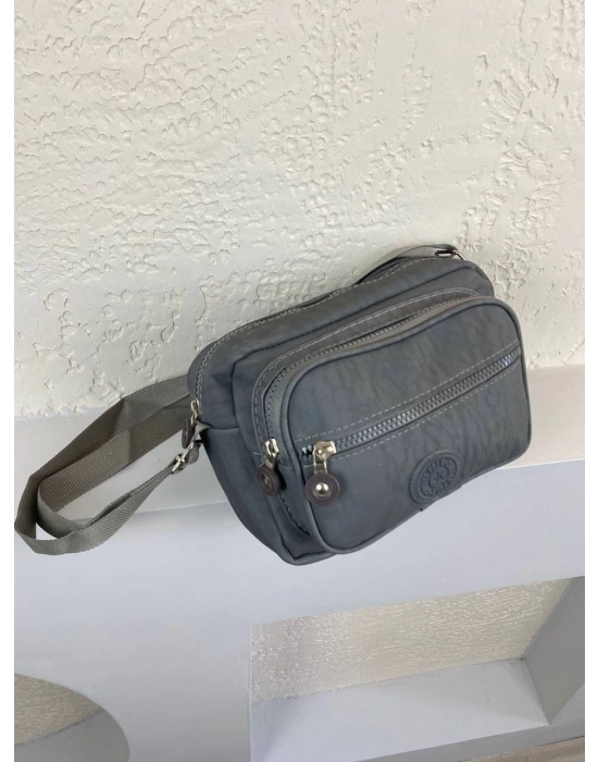 Gri Renk 3 Bölmeli Krinkıl Çapraz Çanta CB5279