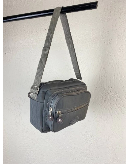 Gri Renk 3 Bölmeli Krinkıl Çapraz Çanta CB5279