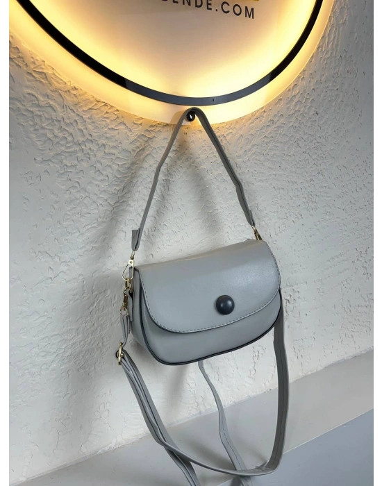 Gri Renk Düğmeli Çapraz Çanta CB98422