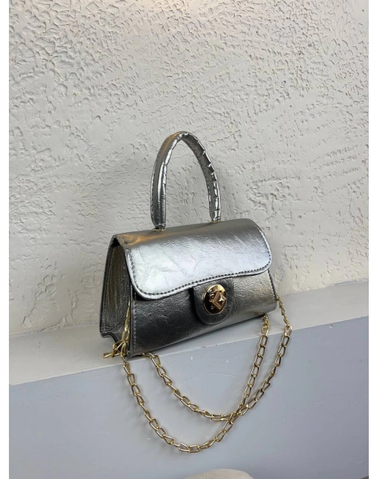 Gri Renk Kalıp Zincirli Çanta CB091487