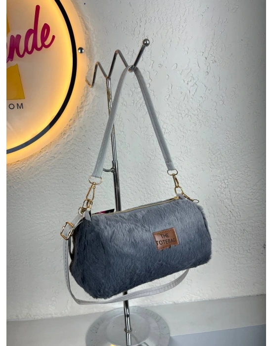 Gri Renk TOTE PELUŞ Çanta CB90223