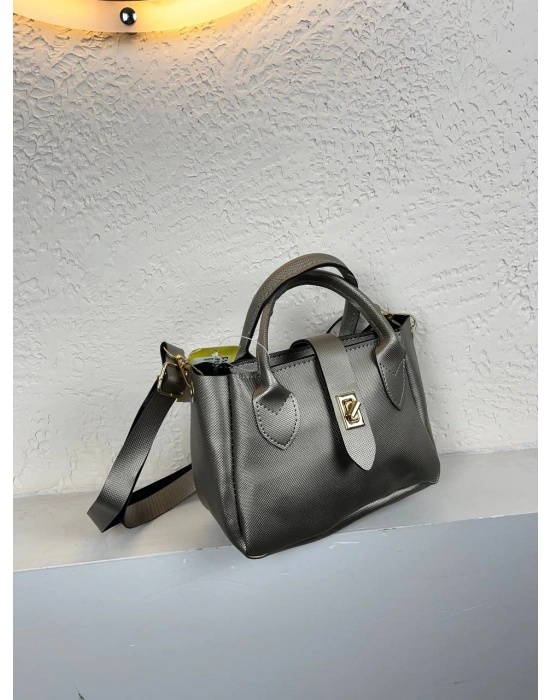 Gümüş Renk LAKOS Deri Çapraz Çanta CB72382