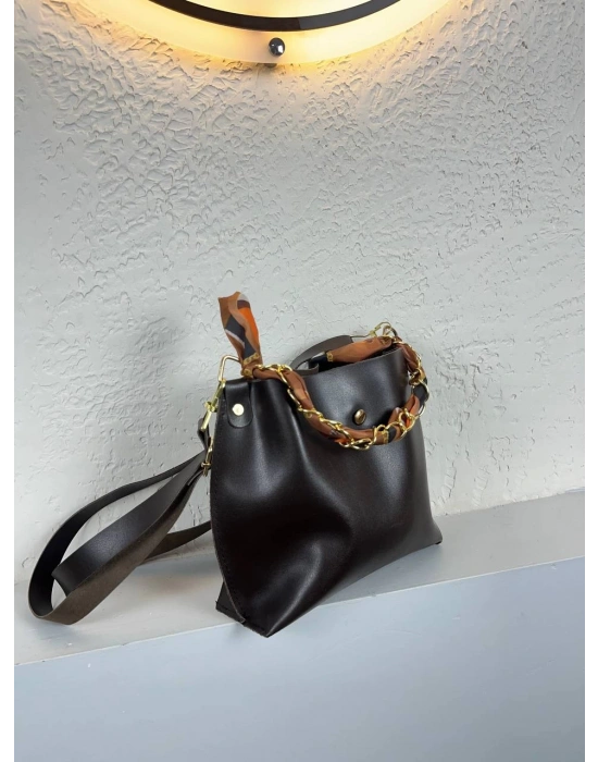 Kahve Fularlı Çapraz Çanta CB5219