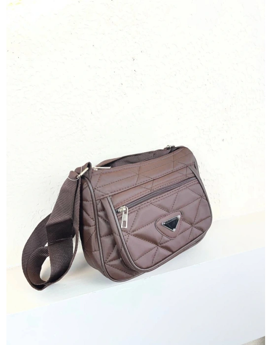 Kahve Renk 2 Bölme Kapitone Orta Boy Çanta CB3697