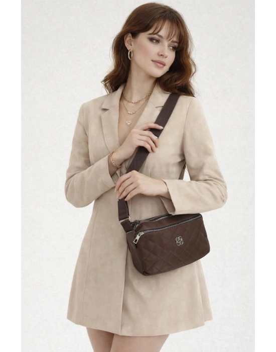 Kahve Renk 3 Bölme Kapitone Çanta CB90113