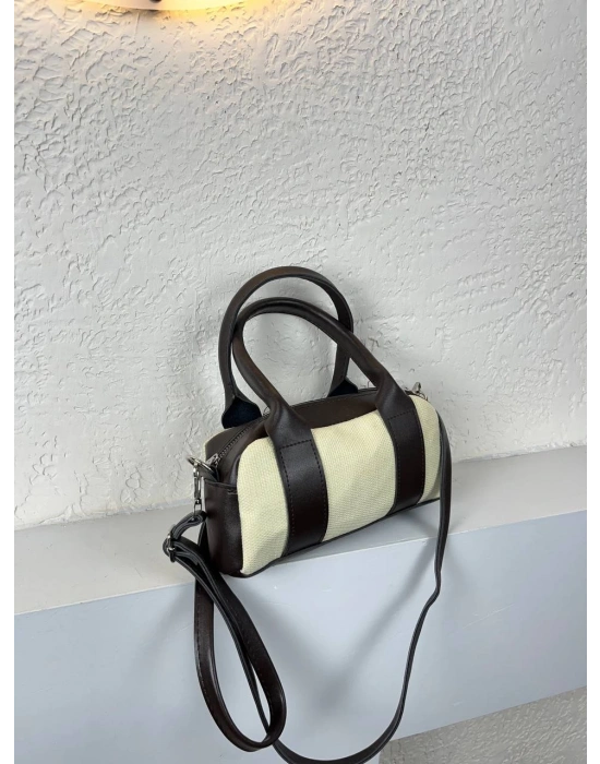 Kahve Renk Çizgili Çanta CB8262