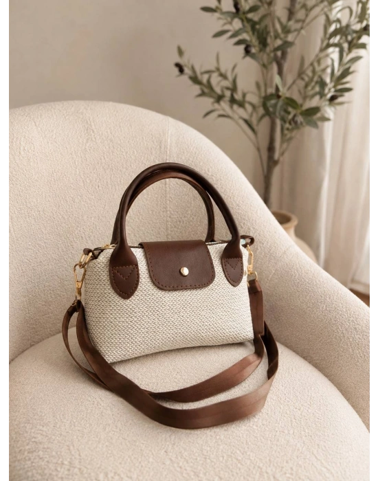 Kahve Renk hasır MİNİ Çanta CB01451
