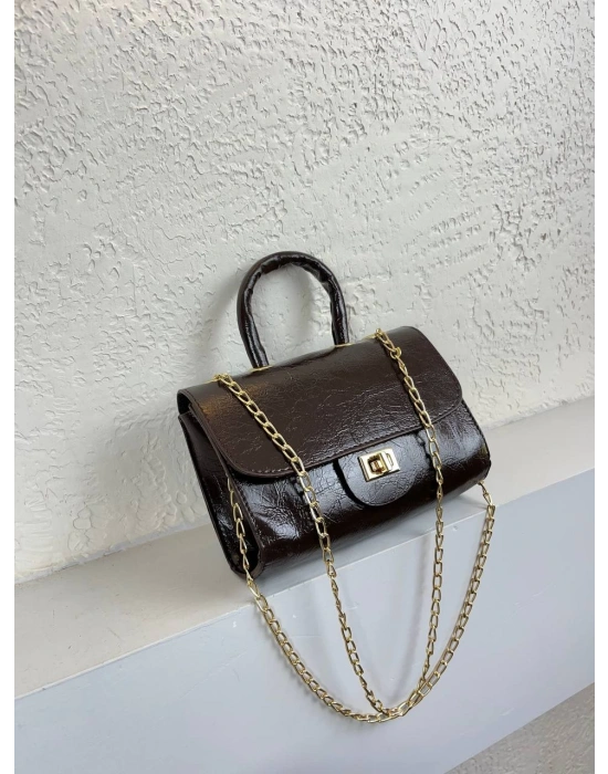 Kahve Renk Kalıp Zincirli Çapraz Çanta CB8161
