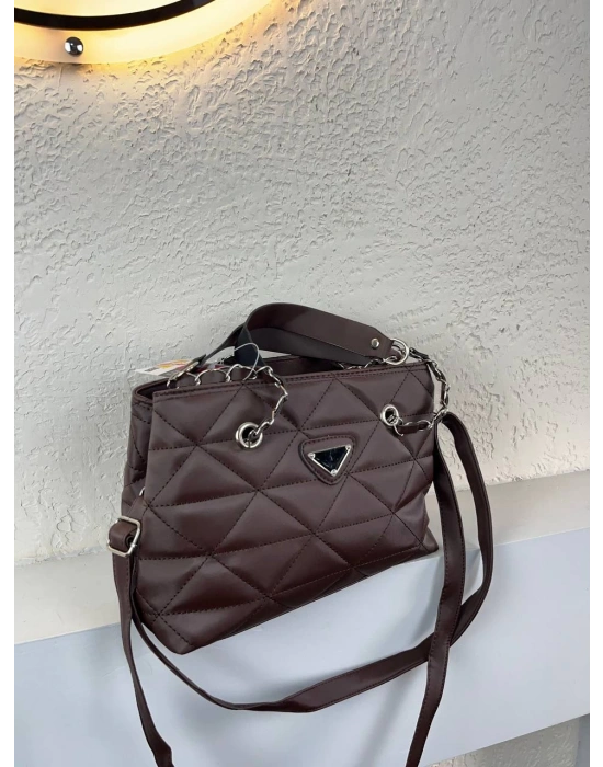 Kahve Renk Kapitone 2 Bölme Kalite Çanta CB8143