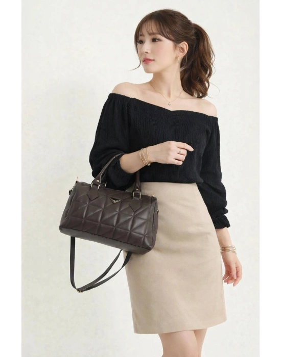 Kahve Renk Kapitone Kol Çanta CB78194