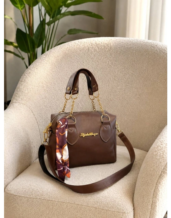 Kahve Renk Mini Boy Fularlı StyleBag Çanta CB75169