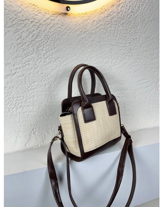 Kahve Renk Önü Hasır Kalite Çanta CB8272