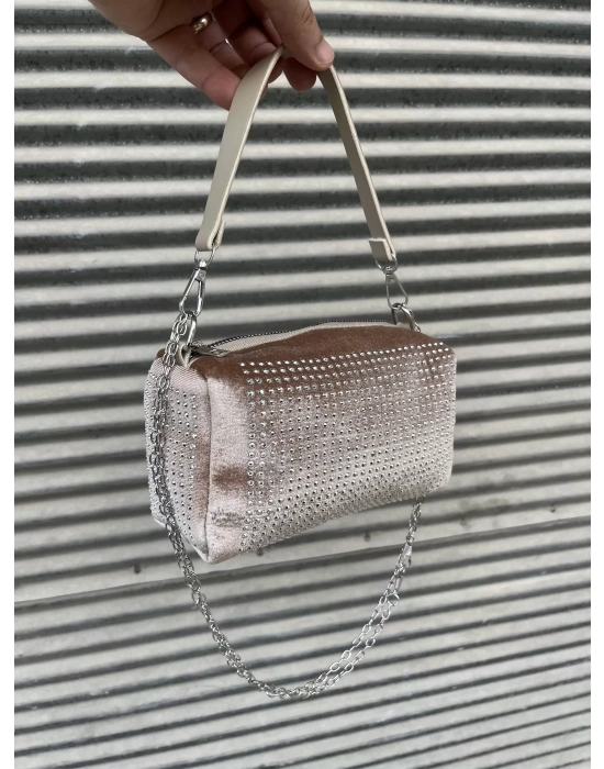 Kahve Renk Taşlı Zincirli Çanta CB1230
