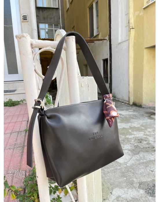 Kahve TOTE Fularlı Kalite Çanta CB09131