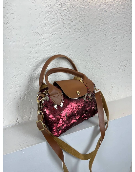 Kırmızı Taba Saplı Pullu Çanta CB3209