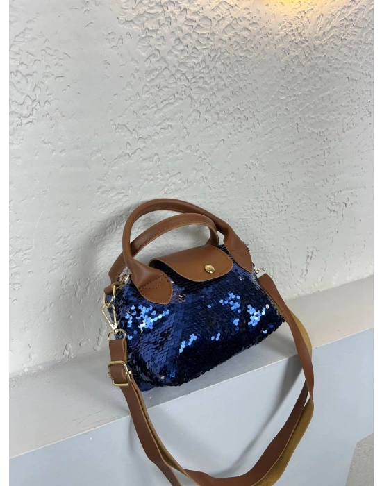 Koyu Lacivert Taba Saplı Pullu Çanta CB3209