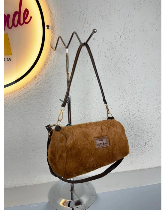 Koyu Taba Acı Kahve Detaylı Renk TOTE PELUŞ Çanta CB90223