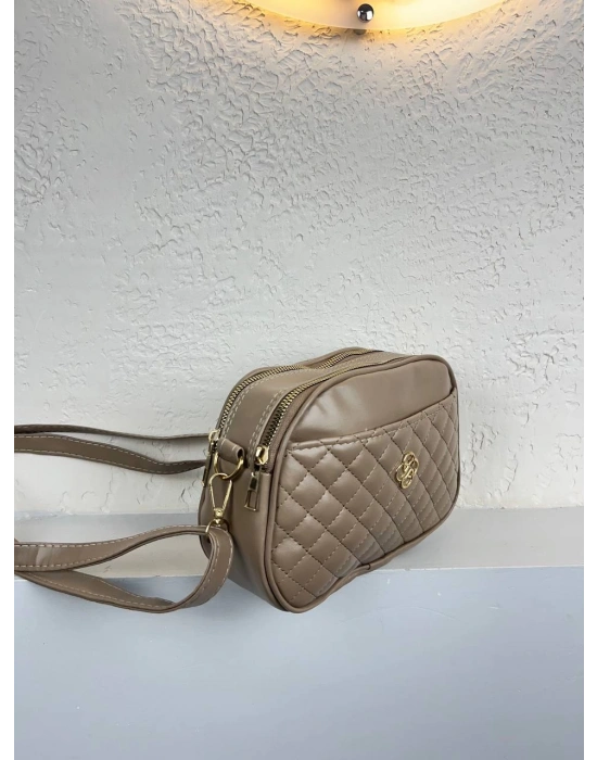 Koyu Vizon Kapitone YENİSİ 3 Bölme Çapraz Çanta CB9520