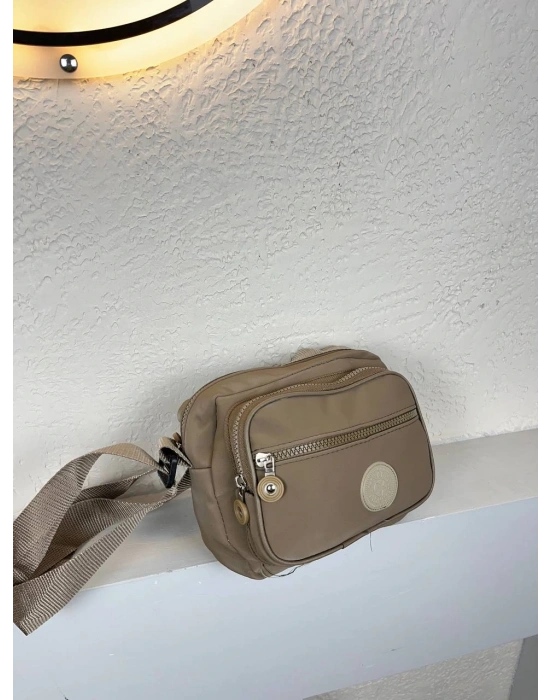 Koyu Vizon Renk 3 Bölmeli Krinkıl Çapraz Çanta CB5279