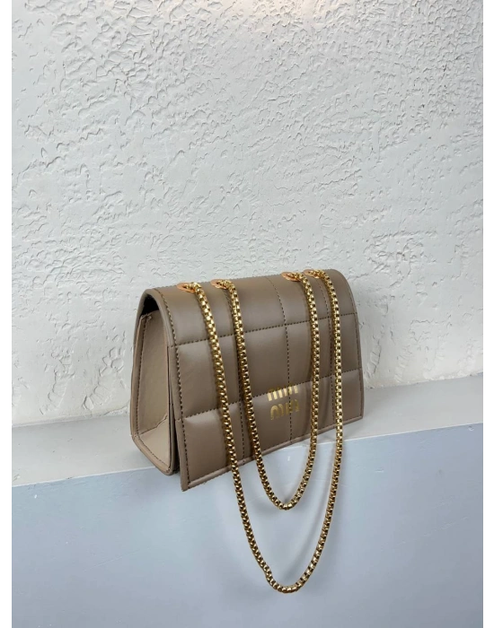 Koyu Vizon Renk MUI Kapitone Zincirli Çanta CB7496