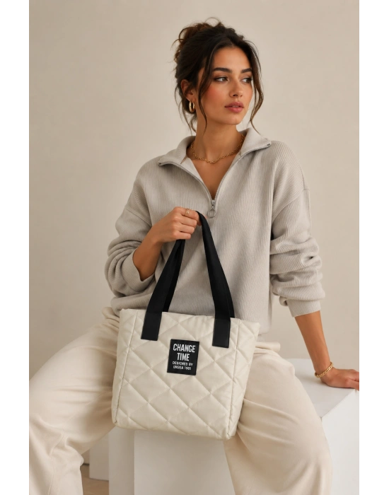 Krem Büyük Boy Kol Çanta CB4963
