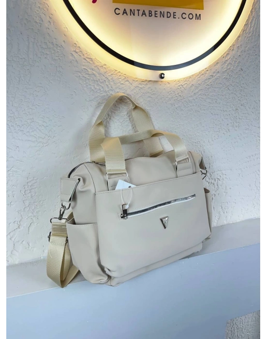 Krem Kaliteli 3 Bölme Kol Çanta CB0924