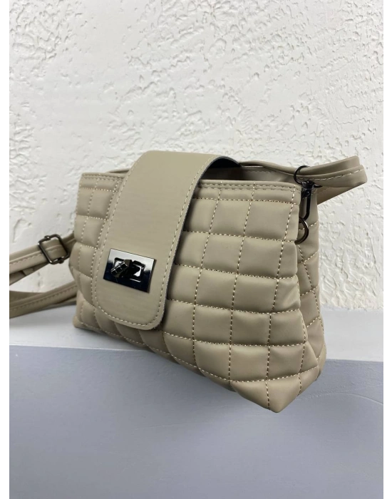 Krem Kapitone 2 Bölmeli Kalite Çanta CB8798